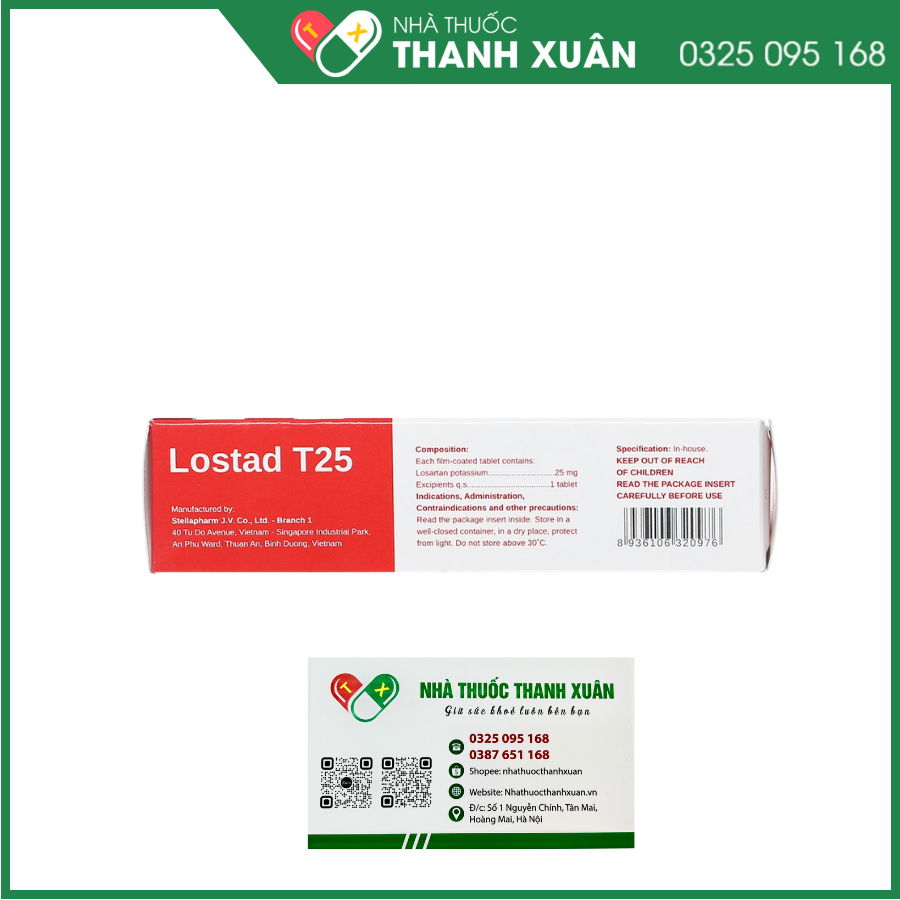 Lostad T25 điều trị tăng huyết áp, suy tim, nhồi máu cơ tim